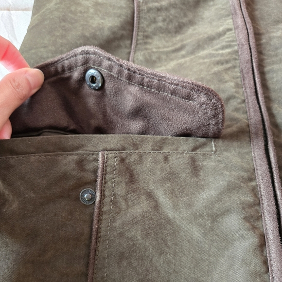 Sleeveless utility jacket vest, olive/military green with brown details, XS - Picture 4 of 16